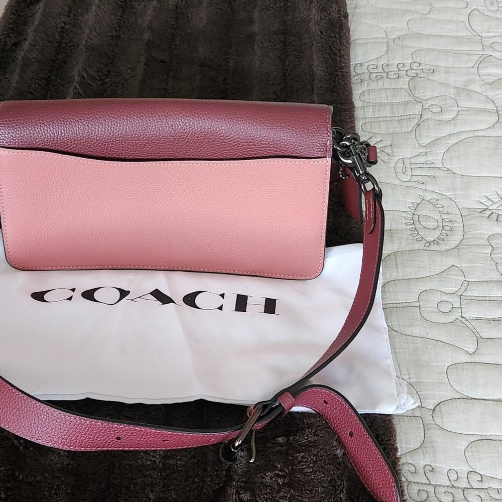 Coach Tabby Colorblock Leather Crossbody Bag in Burgundy, Pink & Orange - Picture 4 of 5